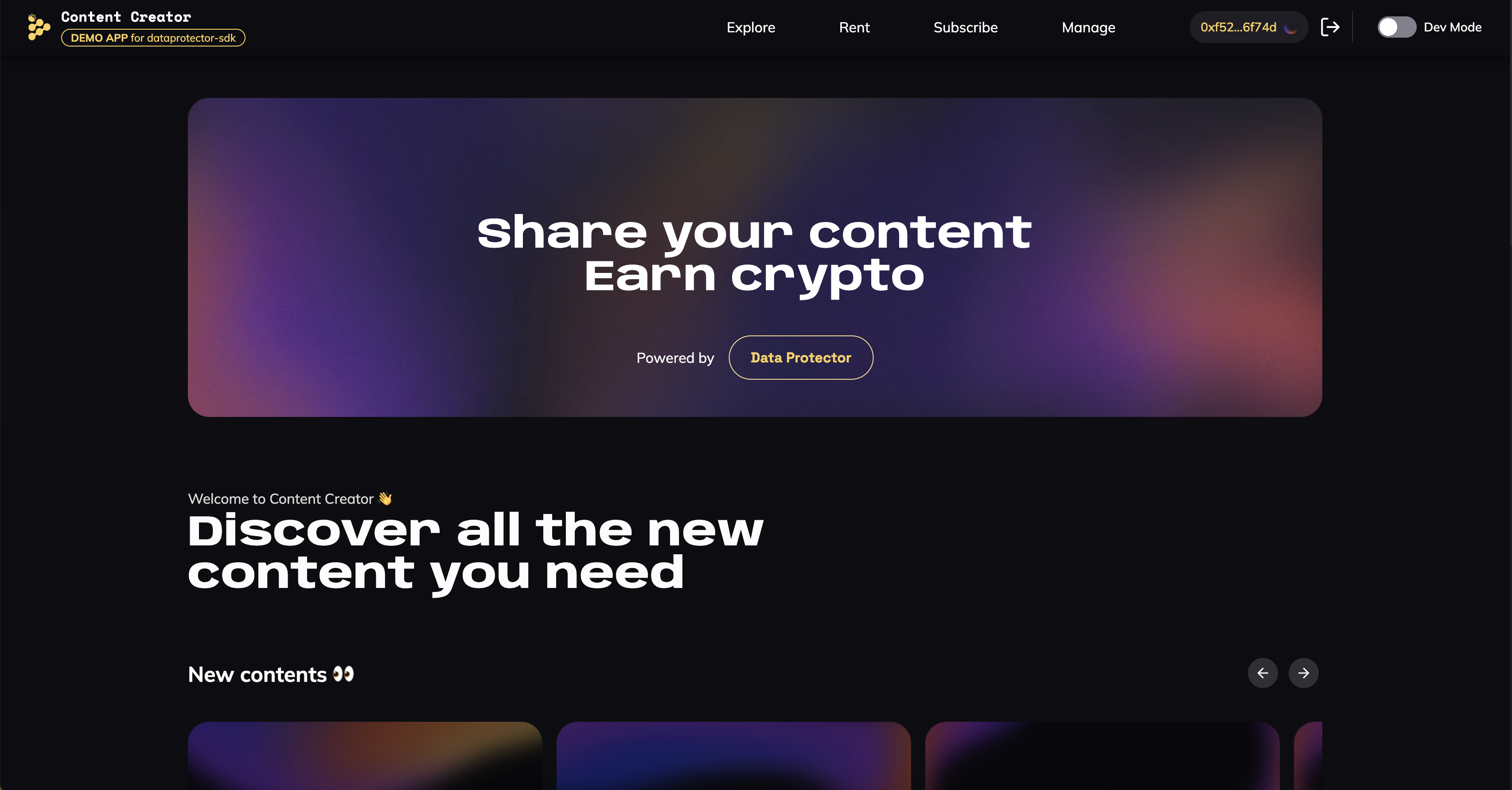 Content Creator Demo Screenshot